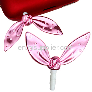 2013 Pink Enamel Alloy Kawaii Bunny Ears Charm Iphone Dust Plug Wholesale