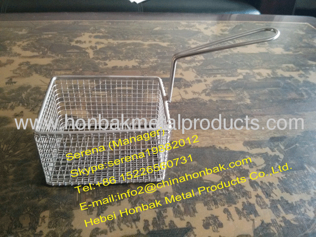 Stainless steel roundfrying basket for kitchen