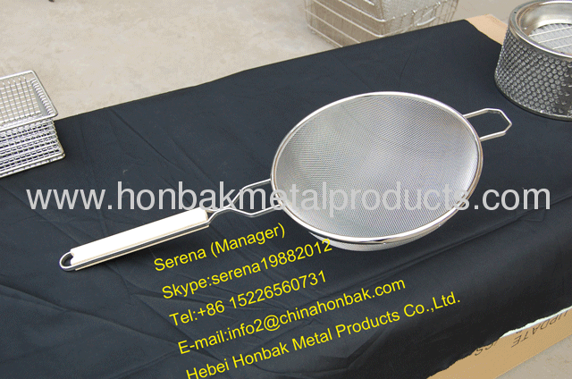 Stainless steel roundfrying basket for kitchen