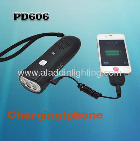 Dynamo FM radio Iphone charger 3 LED Radio Flashlight 