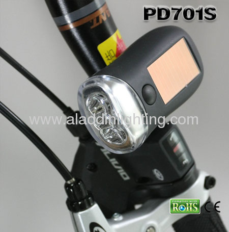 Dynamo solar powered 3 LED bike light