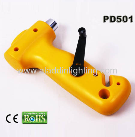 4in1 dynamo emergency auto safety hammer with 3 LED torch