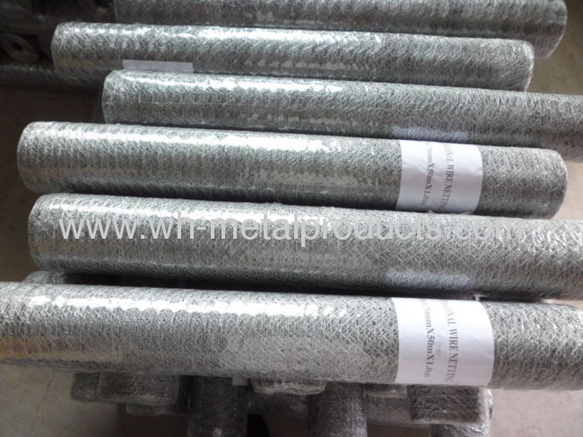 Hexagonal wire netting barrier