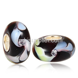 Wholesale Cubic Zirconia Stone european Murano Glass Charm Beads