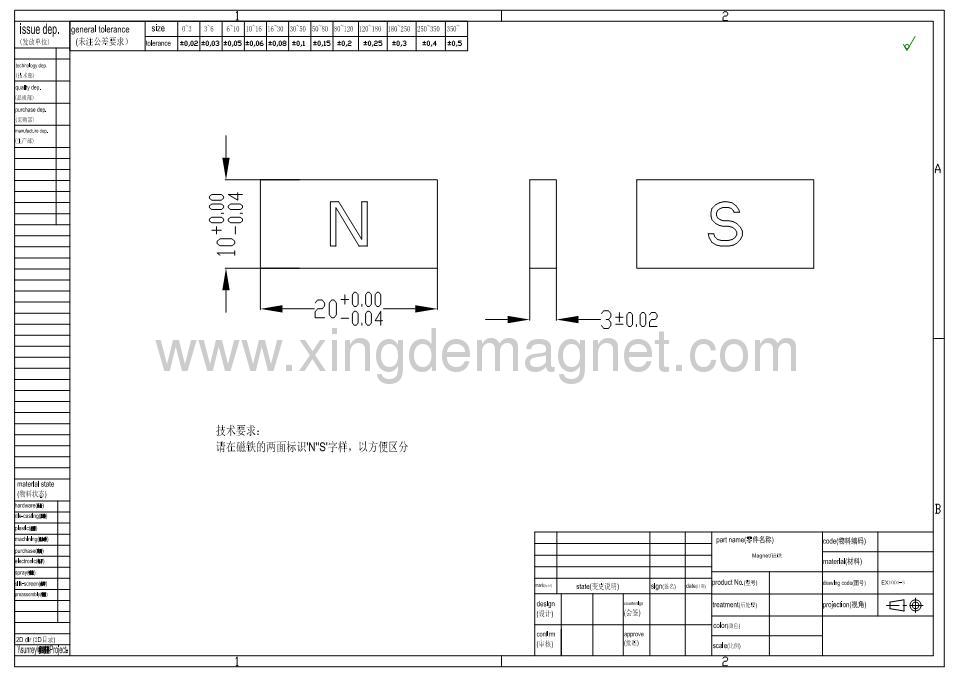 N33H 10x7x2mm Zn3+Crcoated magnetized through thichness 2mm neodymium China magnet suppliers