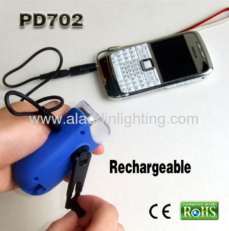Rechargeable LED hand crank Torch