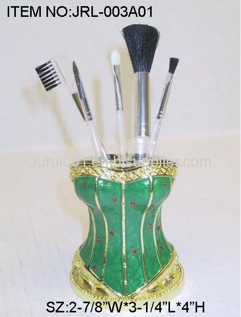 Metal pen holder with colorful painting