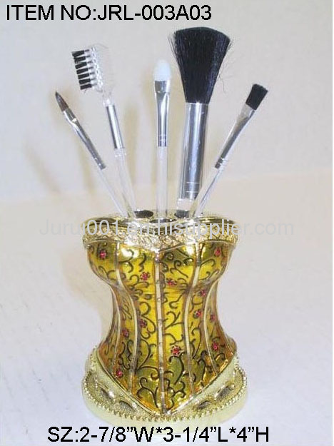 Metal pen holder with colorful painting