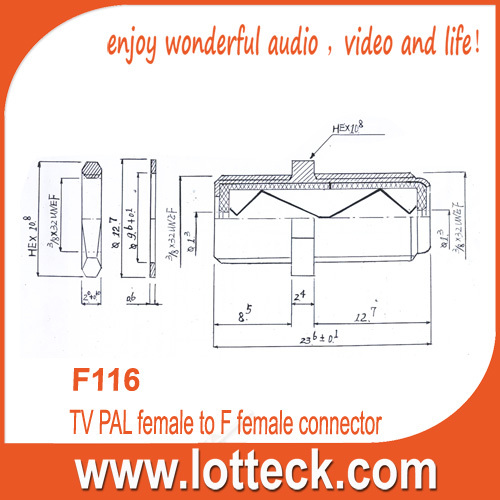 TV PAL female to F female connector
