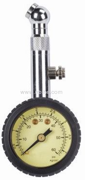 Michelin type dial air tire gauge with rubber casing and pressing button