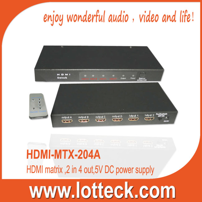 HDMI Matrix,2 in 4 out,5v power supply