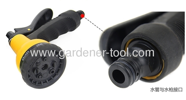 Advanced Plastic 8-function hose nozzle with non-slip hand