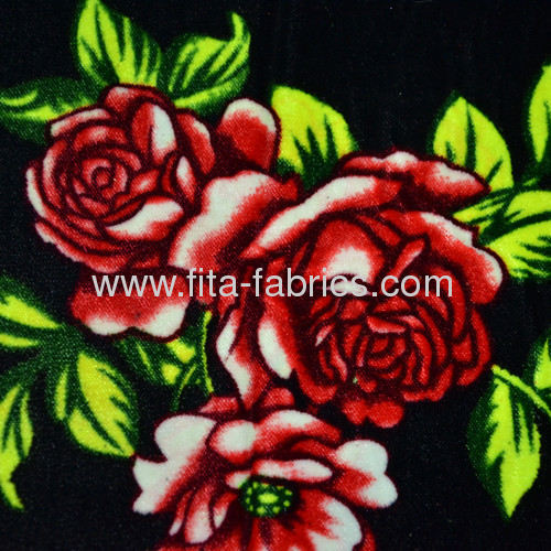 Peony design printed pleuche fabric