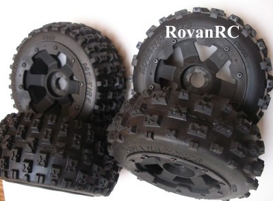 Rovan buggy off road tires on 6 spoke rims