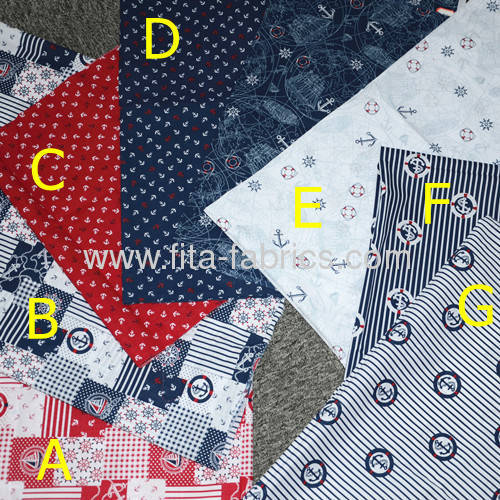 Marine printed cotton poplin with Much more reasonable price