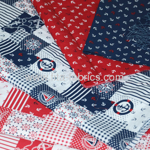 Marine printed cotton poplin with Much more reasonable price