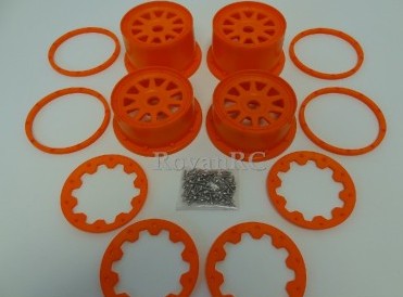 orange nylon 10 spoke buggy rims