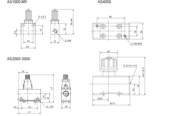 smc check valve throttle valve hand switching valve solenoid valve SMC check valve AS2000-02