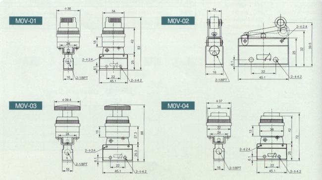 Manual control valve machine control valve pneumatic mechanical valve hand valve flow control valveMOV 01 02 03 04