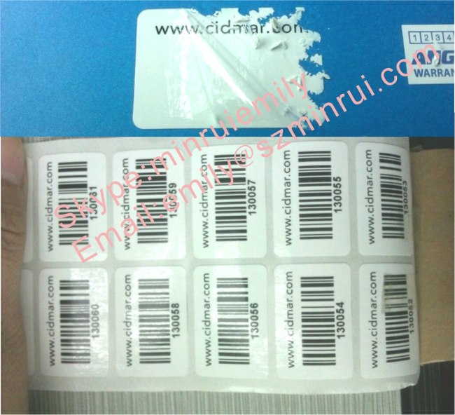 Custom Tamper Evident Destructible Label,Destructible Vinyl Labels with Barcode,Barcode Printable Security Label