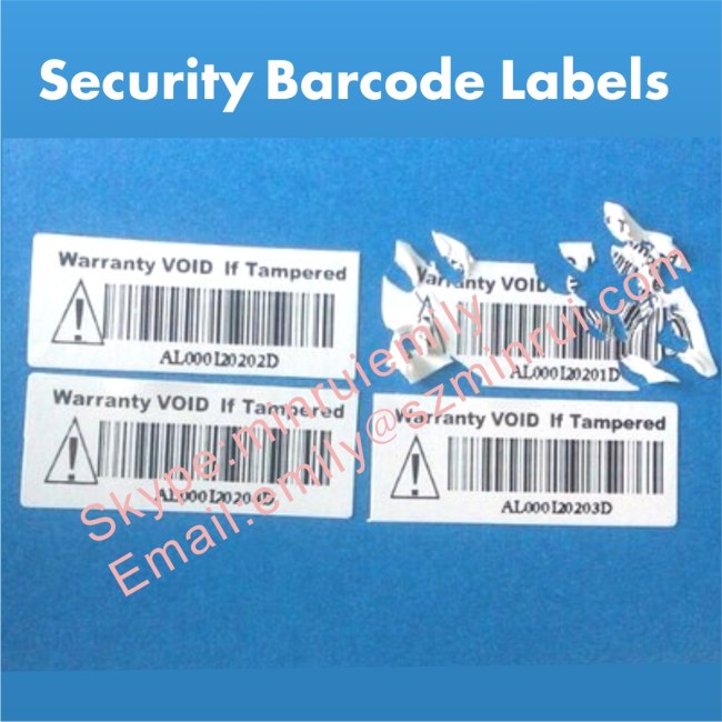 Custom Security Barcode Label,Security Void Barcode Label,Tamper Evident Security Labels with Barcode 