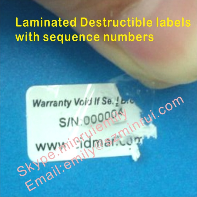 Custom Laminated Self Destructive Labels,Custom Destructive Paper Labels,Warranty Void If Broken Labels 