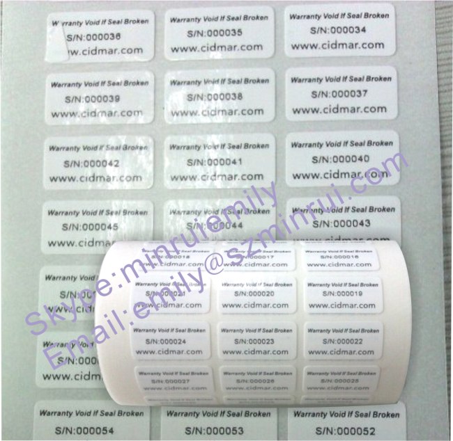 Custom Laminated Self Destructive Labels,Custom Destructive Paper Labels,Warranty Void If Broken Labels 