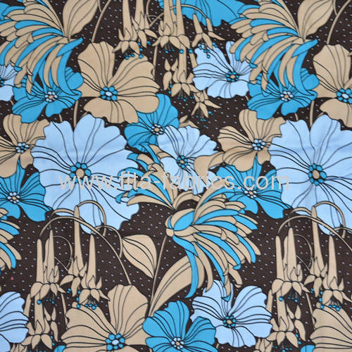 Flower printed cotton stretch satin drill fabric for lady