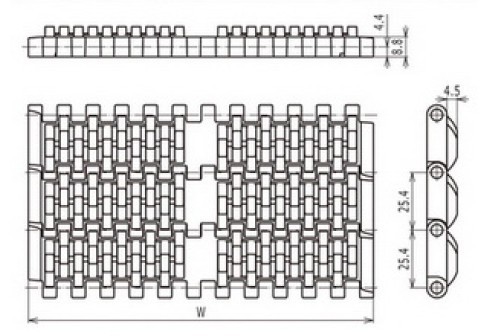 Friction top modular conveyor belt (QNB rubber top)