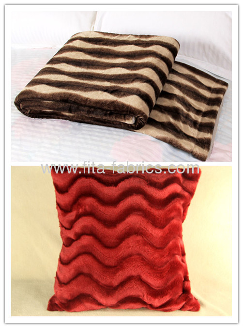 100% polyester or 100%arcylic embossed/printed pv plush fabric/faux fur