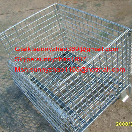 Folded metal wire mesh container