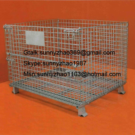 Folded metal wire mesh container