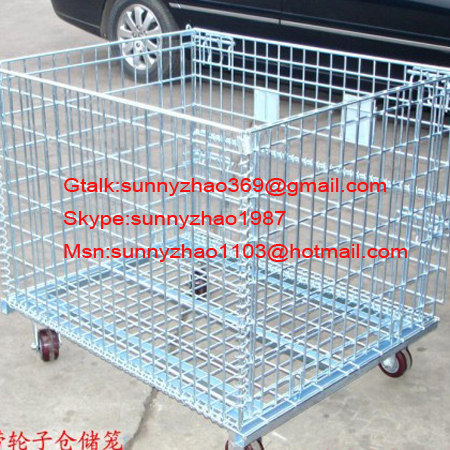 Folded metal wire mesh container