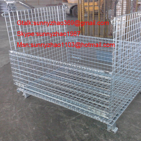 four wheel wire mesh container for supermarket