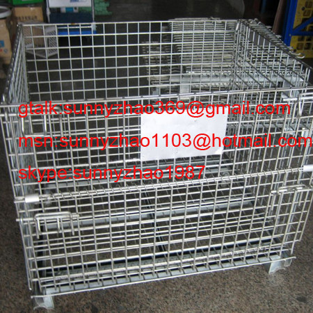 four wheel wire mesh container for supermarket