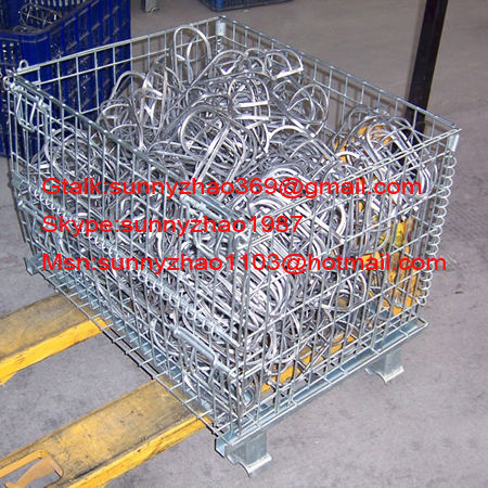 four wheel wire mesh container for supermarket