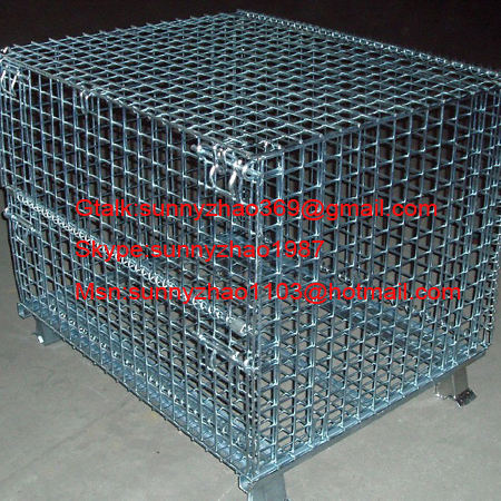 four wheel wire mesh container for supermarket