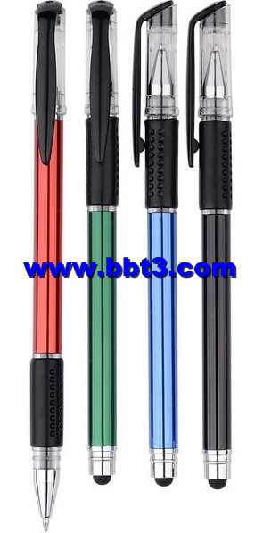 Promotional gel ink pen with stylus top