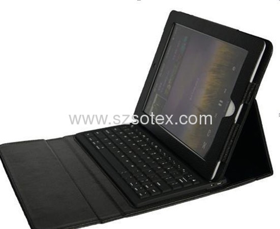 Silicon Bluetooth keyboard with leather case for iPad2&3