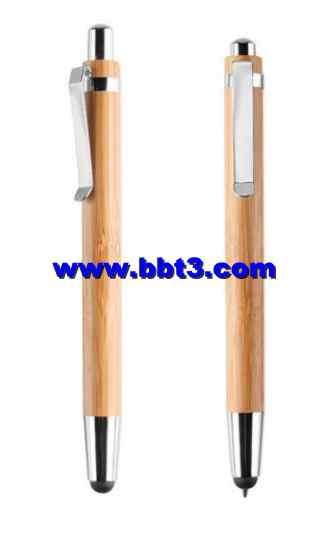 Hot selling promotional bamboo eco ballpen with stylus point