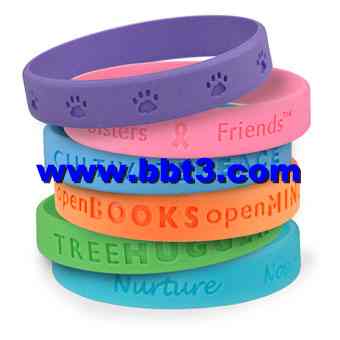 Promotional silicone bracelet with embossed logo