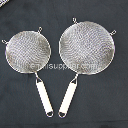 (Wooden handle & double mesh layer)Wire Mesh Strainer&Skimmer&Colander