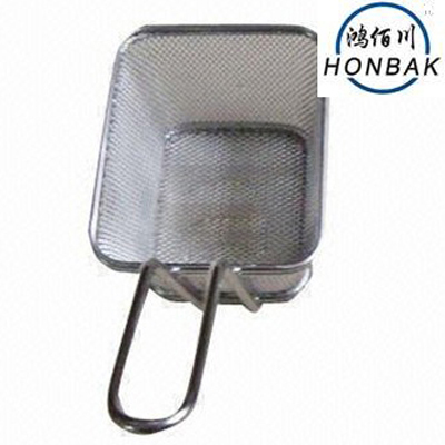 frying basket with wooden handle