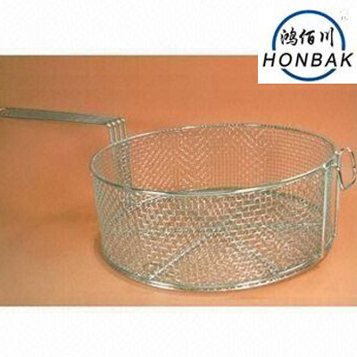 frying basket with wooden handle