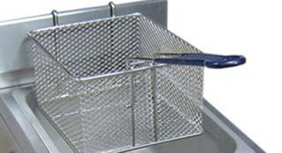 frying basket with wooden handle