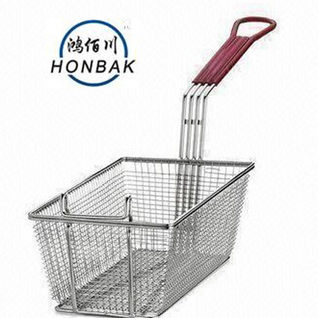 frying basket with wooden handle
