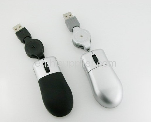 Thumb shape with retractable cable optical mini mouse 