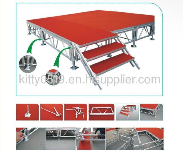 Factory Direct Marketing Plywood Aluminium Stage or steel stage / Mobile stage with Adjustable Height 38-150cm