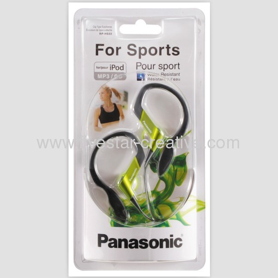 Panasonic RP-HS33 In-Ear Water-Resistant Sport-Clip Earbud Headphones