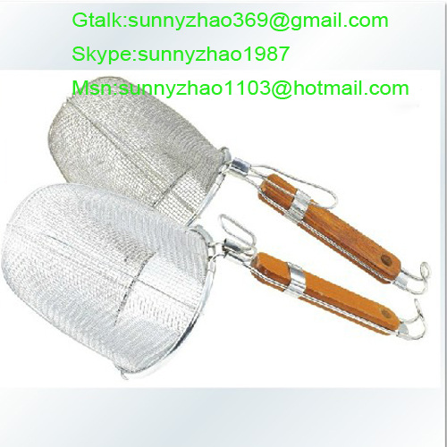 Stainless Steel Noodle Food Strainers with Wooden Handle